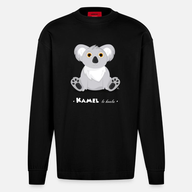 Kamel le koala - Manches longues bio épais oversize fabriqué en UE - SOLID BLACK