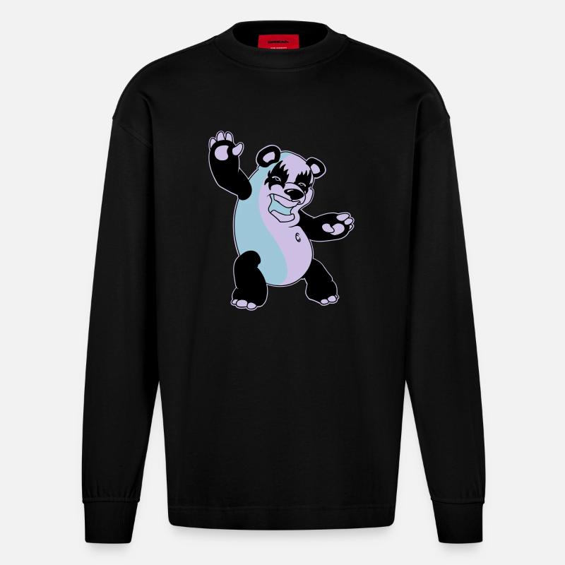 Panda Kiss - Manches longues bio épais oversize fabriqué en UE - SOLID BLACK