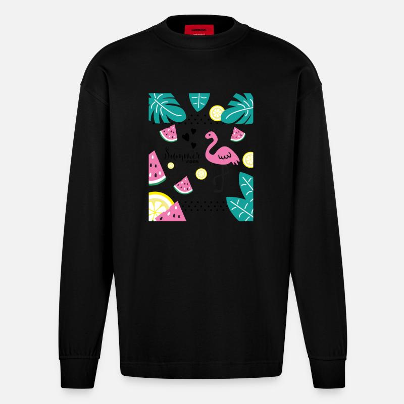 Summer Vibes - Heavyweight Oversized Organic Langarmshirt Made in EU - SOLID BLACK