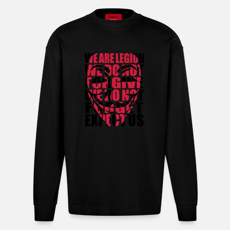 Anonymous Motto Shadow - Heavyweight Oversized Organic Langarmshirt Made in EU - SOLID BLACK