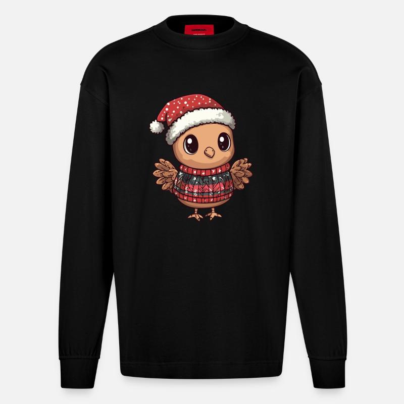 Truthan Weihnachten Comic - Heavyweight Oversized Organic Langarmshirt Made in EU - SOLID BLACK