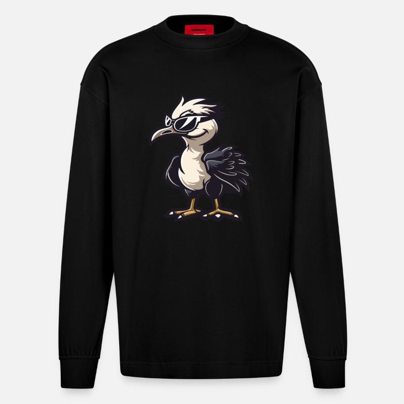 Strauß Comic Cool - Heavyweight Oversized Organic Langarmshirt Made in EU - SOLID BLACK