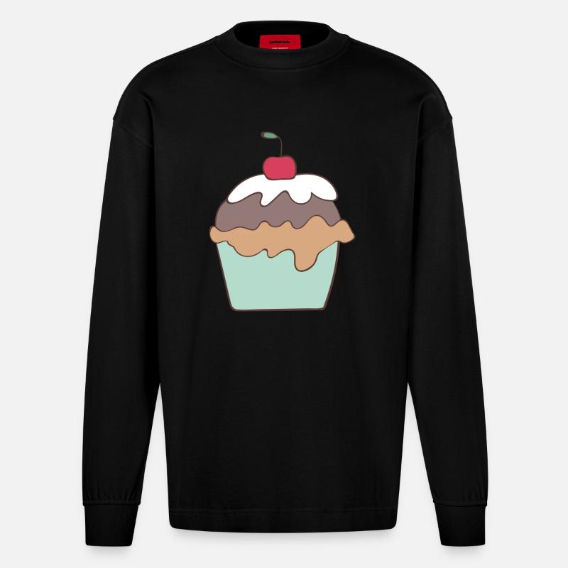 Cupcake - Heavyweight Oversized Organic Langarmshirt Made in EU - SOLID BLACK