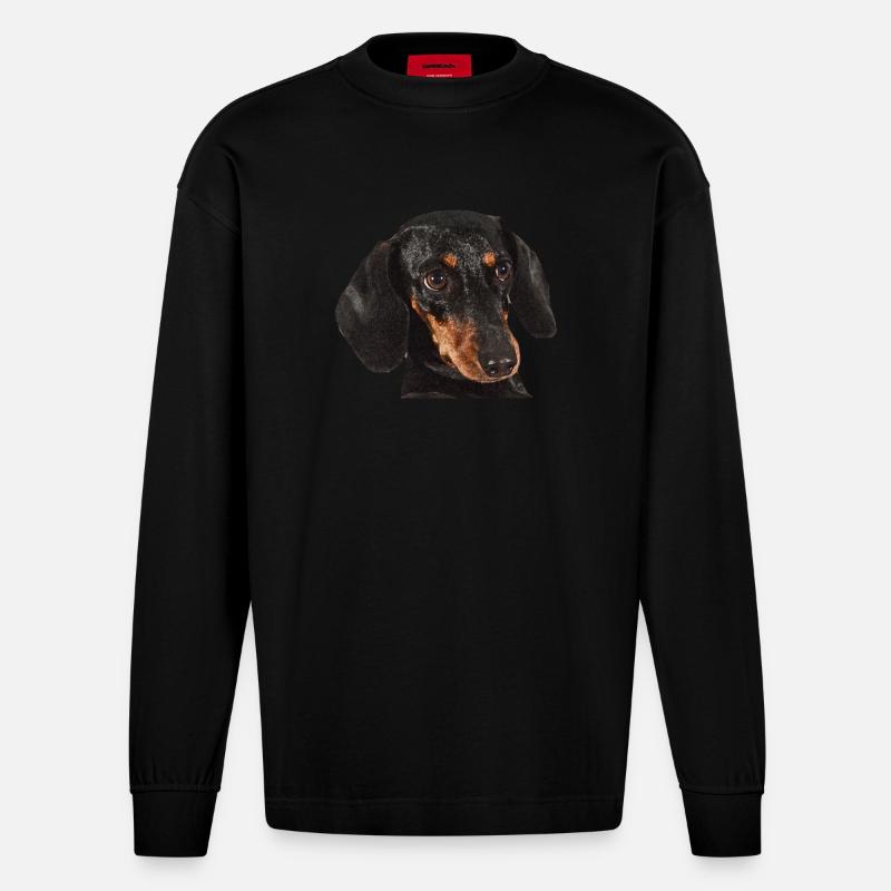Dackel - Heavyweight Oversized Organic Langarmshirt Made in EU - SOLID BLACK