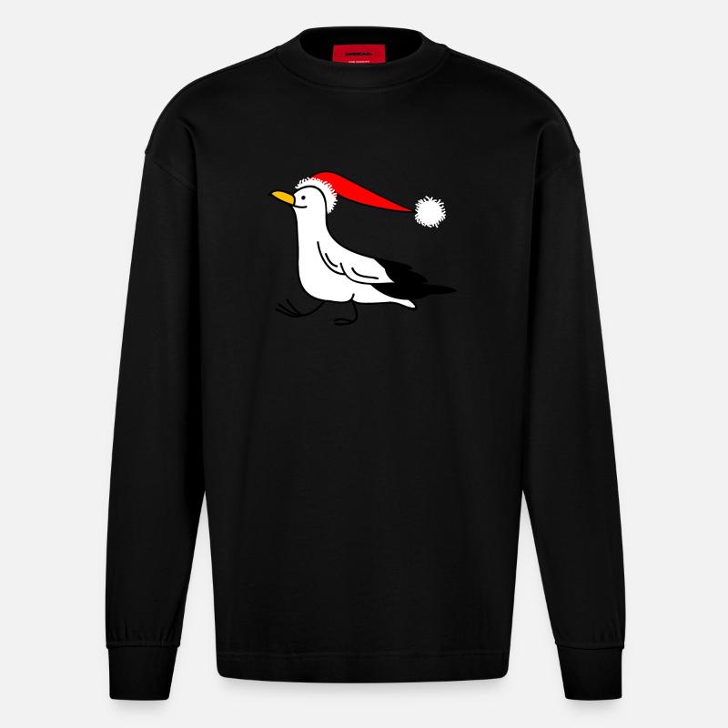 Weihnachtsmöwe - Heavyweight Oversized Organic Langarmshirt Made in EU - SOLID BLACK