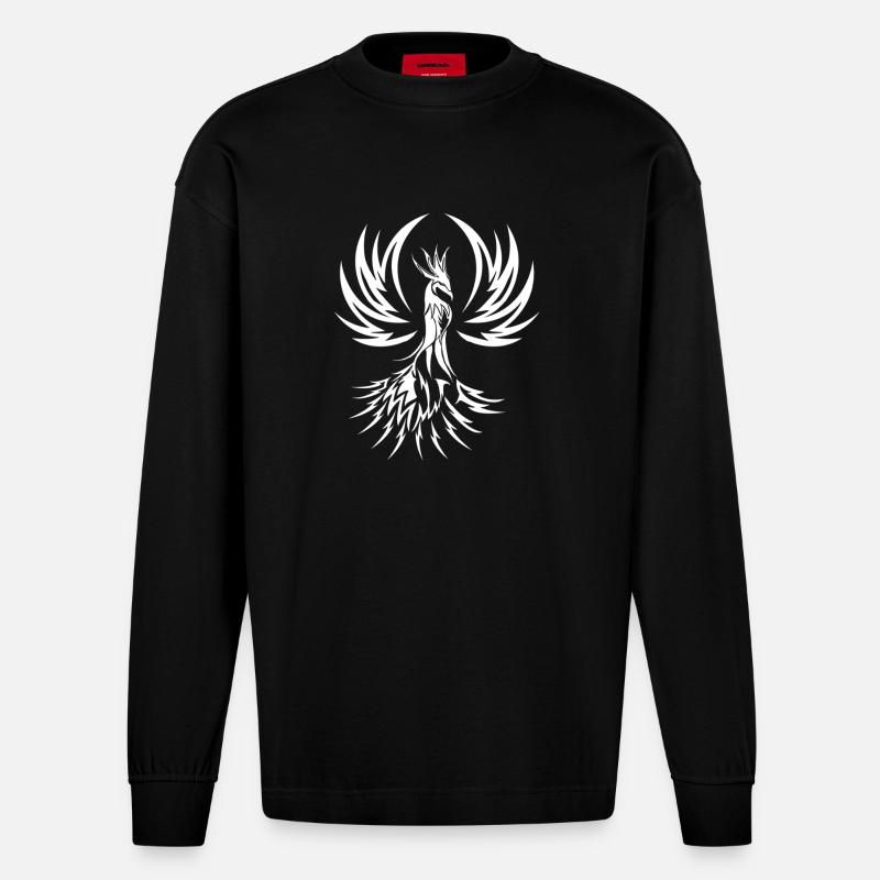 Phoenix Phönix - Heavyweight Oversized Organic Langarmshirt Made in EU - SOLID BLACK