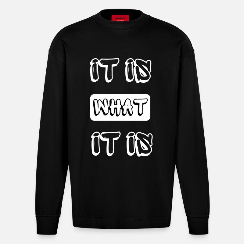 c’est ce que c’est - Manches longues bio épais oversize fabriqué en UE - SOLID BLACK