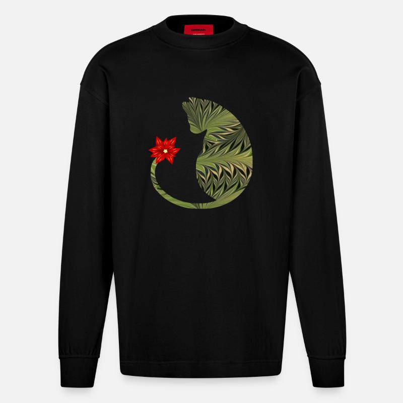 chat avec fleur e 101 - Manches longues bio épais oversize fabriqué en UE - SOLID BLACK