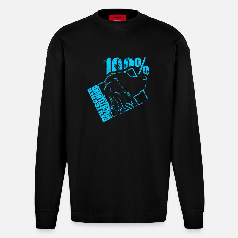 German Spaniel 100 - Heavyweight Oversized Organic Longsleeve Shirt Made in EU - SOLID BLACK