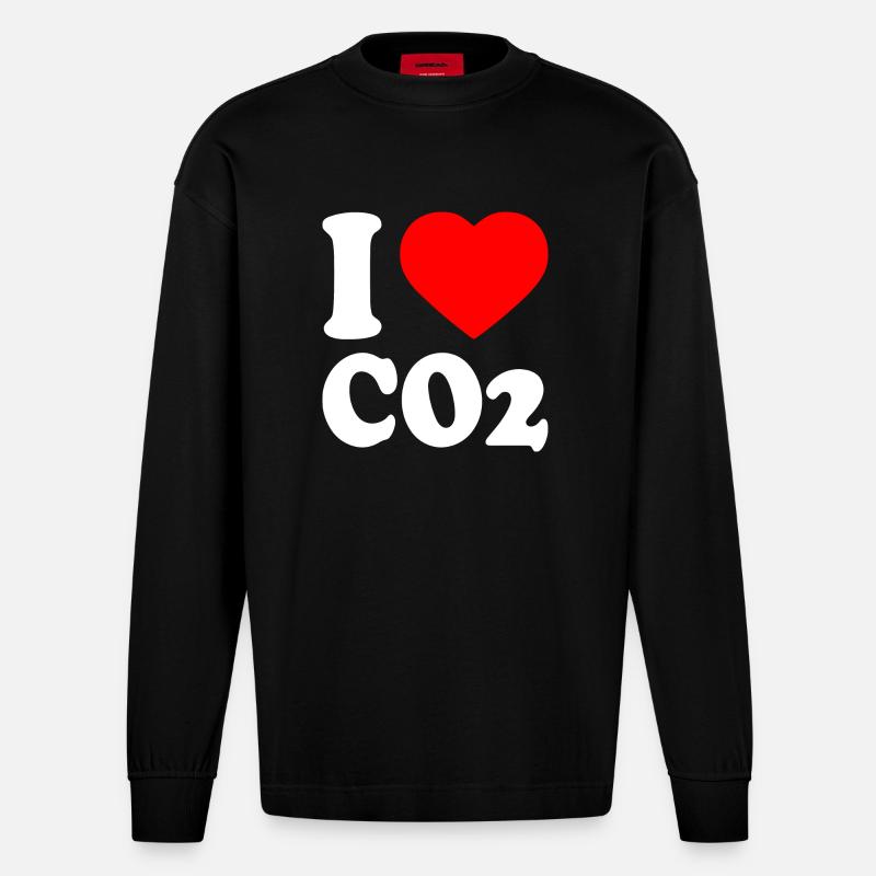 I love co2 - Heavyweight Oversized Organic Langarmshirt Made in EU - SOLID BLACK