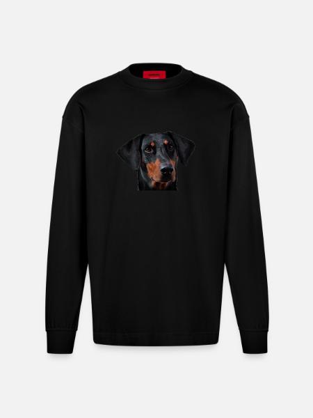 Doberman pinscher - Heavyweight Oversized Organic Longsleeve Shirt Made in EU - SOLID BLACK