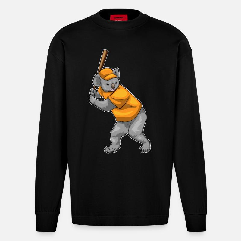 Batte de baseball Koala - Manches longues bio épais oversize fabriqué en UE - SOLID BLACK