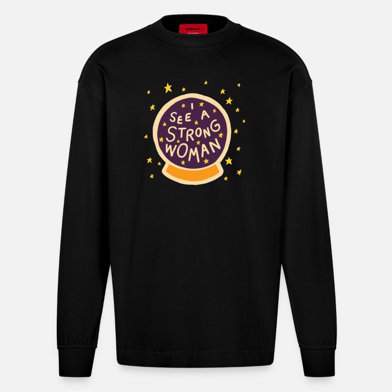 Femme forte Graphique - Manches longues bio épais oversize fabriqué en UE - SOLID BLACK
