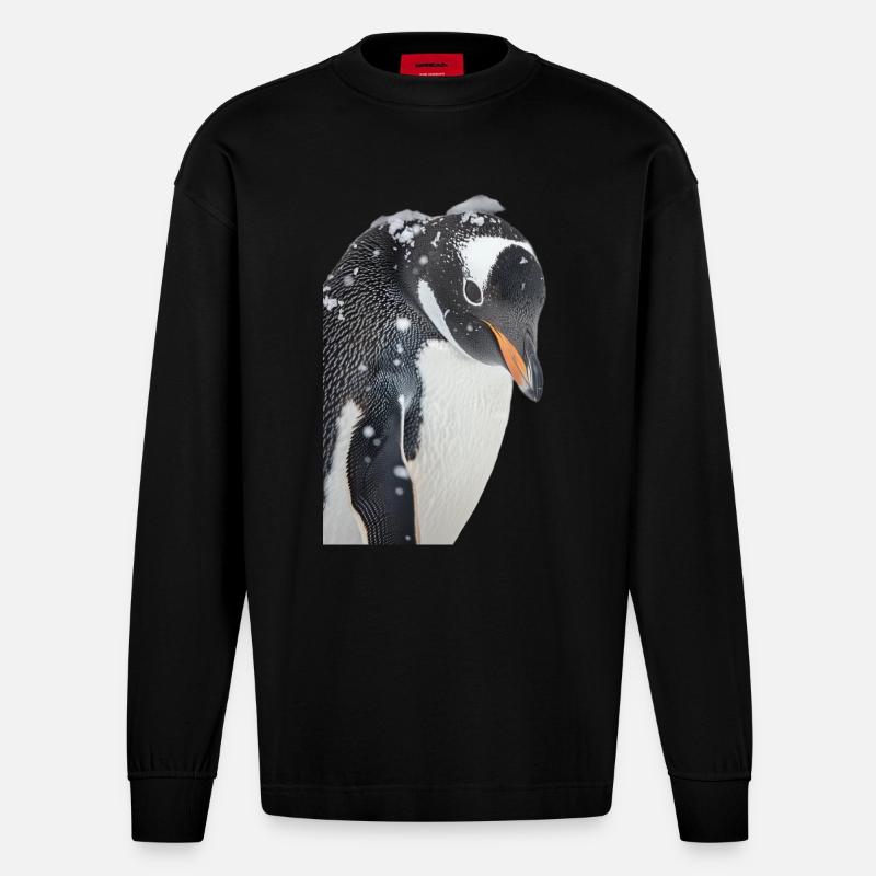 Pinguin - Heavyweight Oversized Organic Langarmshirt Made in EU - SOLID BLACK