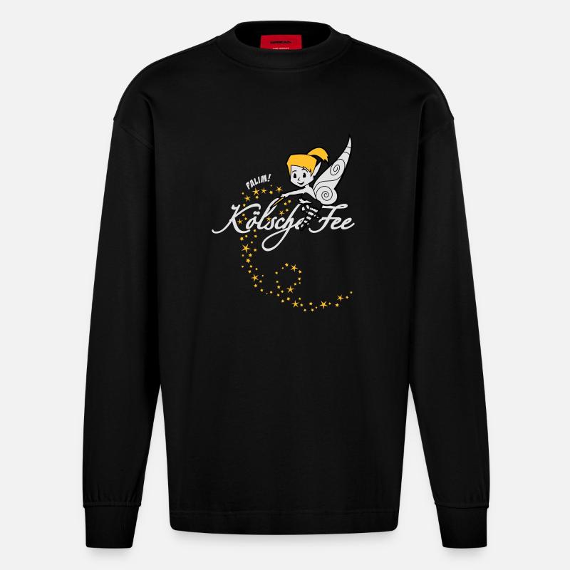 Kölsche Fee - Heavyweight Oversized Organic Langarmshirt Made in EU - SOLID BLACK