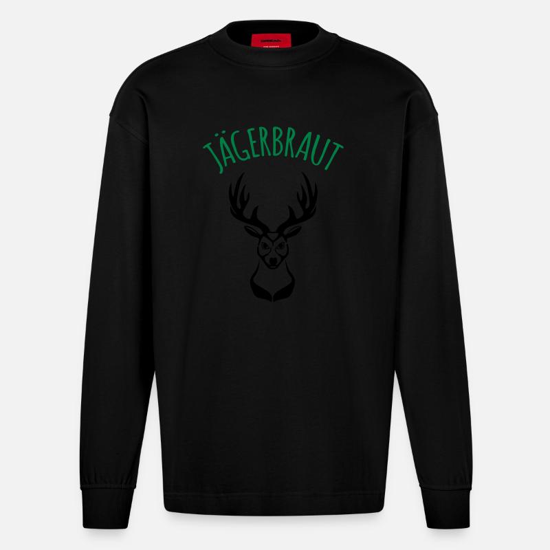 Jägerbraut 1c - Heavyweight Oversized Organic Langarmshirt Made in EU - SOLID BLACK