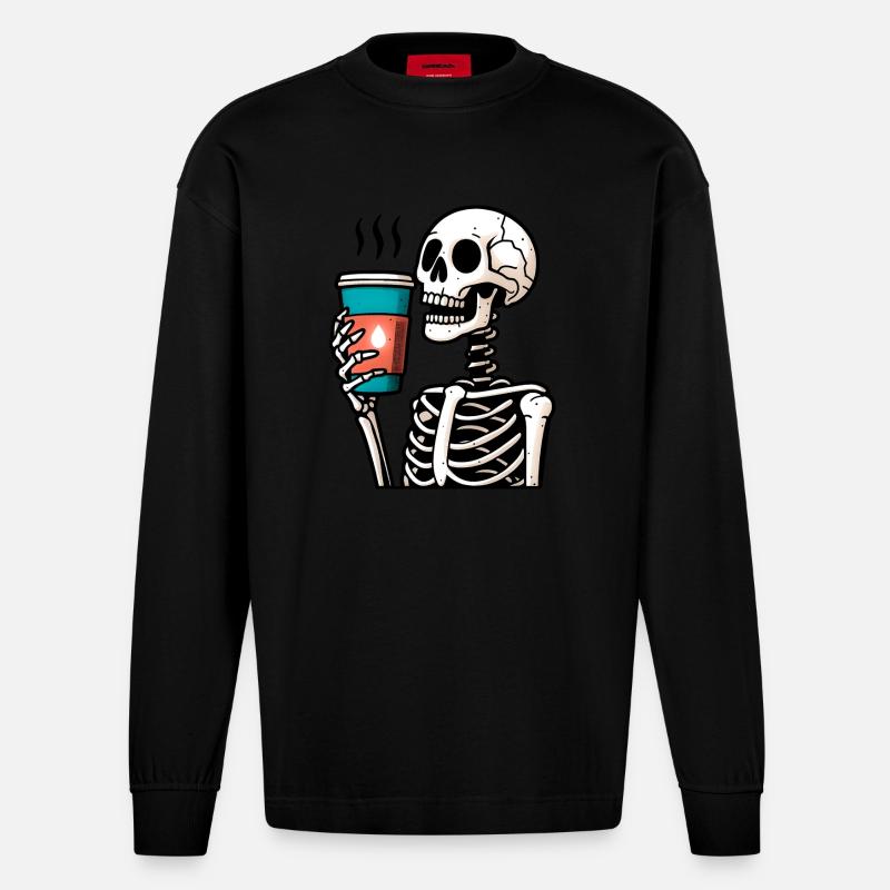 Caffé Os Tee - Heavyweight Oversized Organic Langarmshirt Made in EU - SOLID BLACK