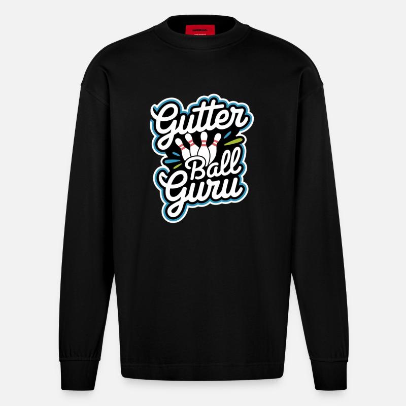 Gutter Ball Guru 11 - Heavyweight Oversized Organic Langarmshirt Made in EU - SOLID BLACK