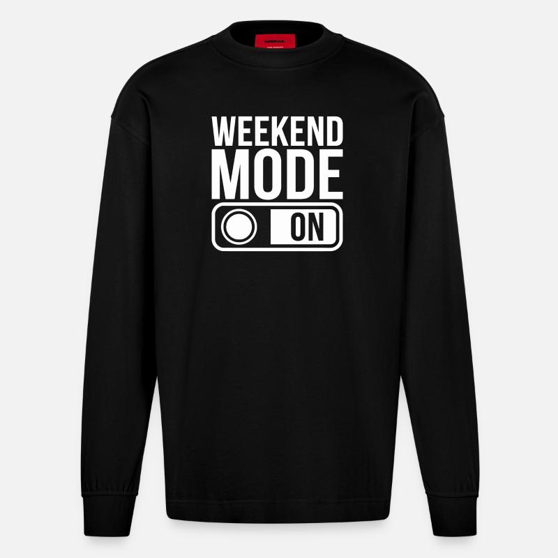 Weekend Mode On - Heavyweight Oversized Organic Langarmshirt Made in EU - SOLID BLACK