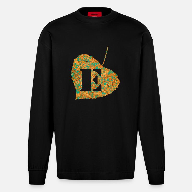 Feuille E 95 E - Manches longues bio épais oversize fabriqué en UE - SOLID BLACK