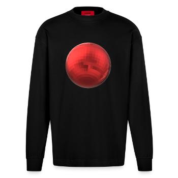 Sphère rouge - Manches longues bio épais oversize fabriqué en UE - SOLID BLACK - Devant