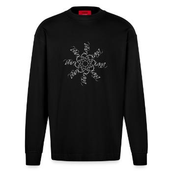 Diana Nom Nom Mandala - Manches longues bio épais oversize fabriqué en UE - SOLID BLACK - Devant