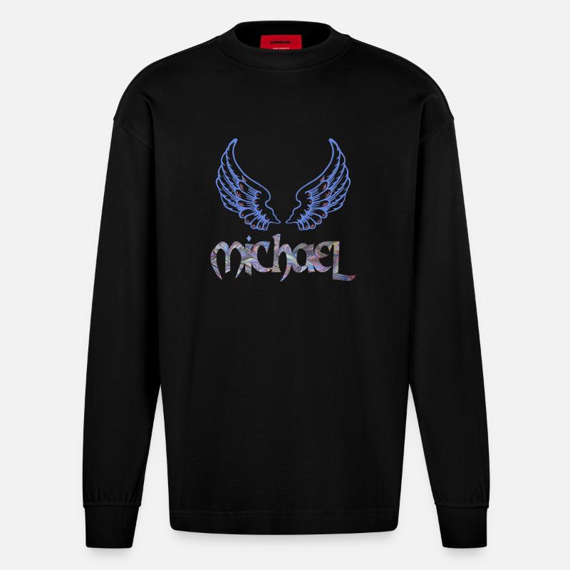 erzengel michael e 45 - Manches longues bio épais oversize fabriqué en UE - SOLID BLACK