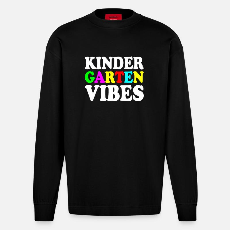 kindergarten vibes - Heavyweight Oversized Organic Langarmshirt Made in EU - SOLID BLACK
