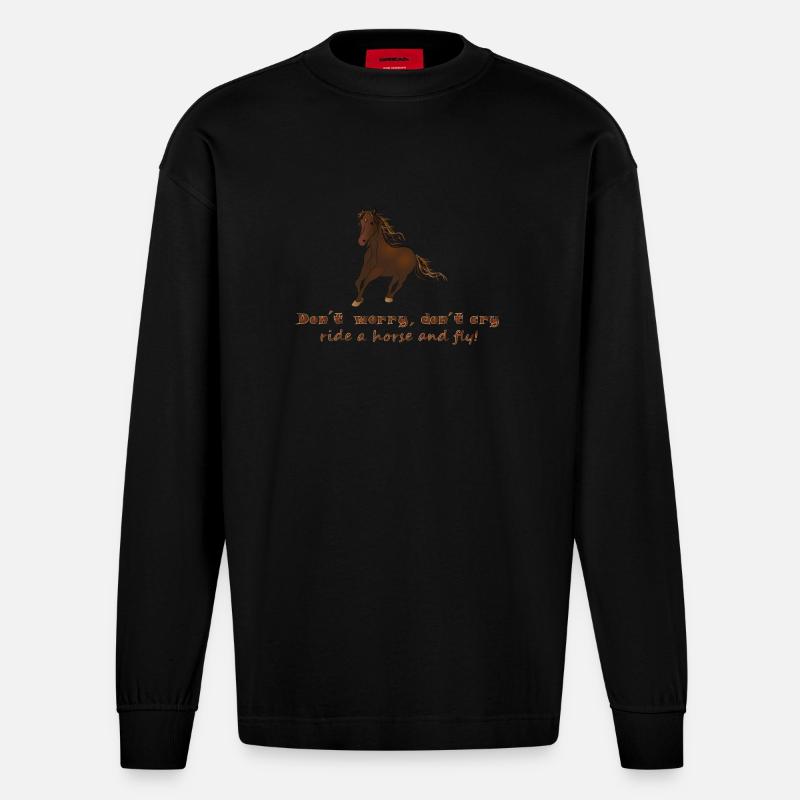 Montez à cheval et volez - Manches longues bio épais oversize fabriqué en UE - SOLID BLACK