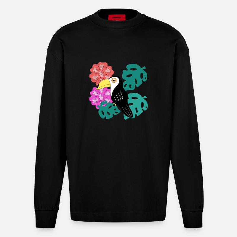 Toucan AMOUR - Manches longues bio épais oversize fabriqué en UE - SOLID BLACK