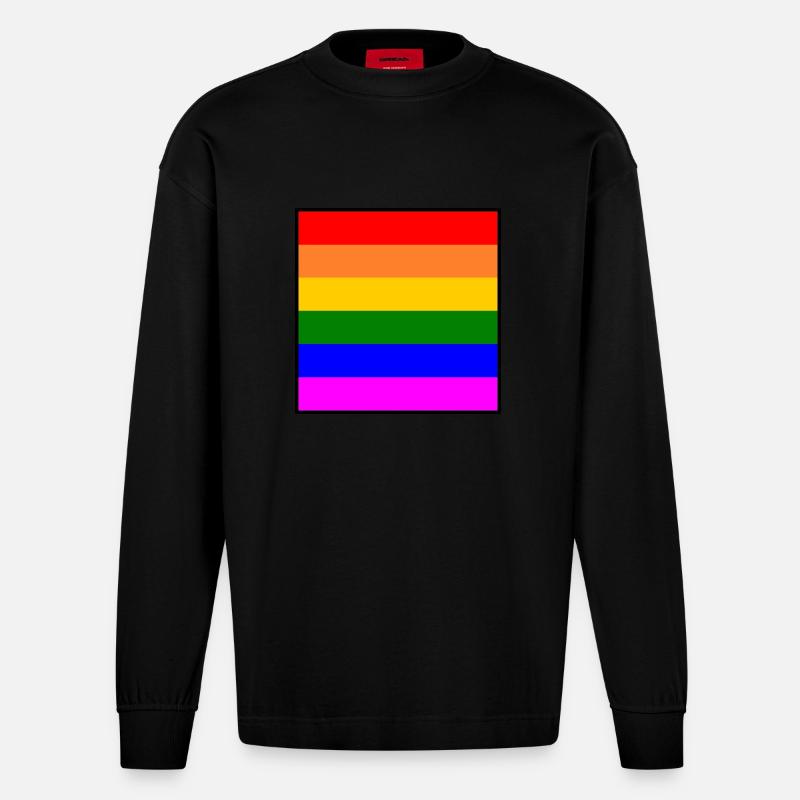 Regenbogen - Heavyweight Oversized Organic Langarmshirt Made in EU - SOLID BLACK