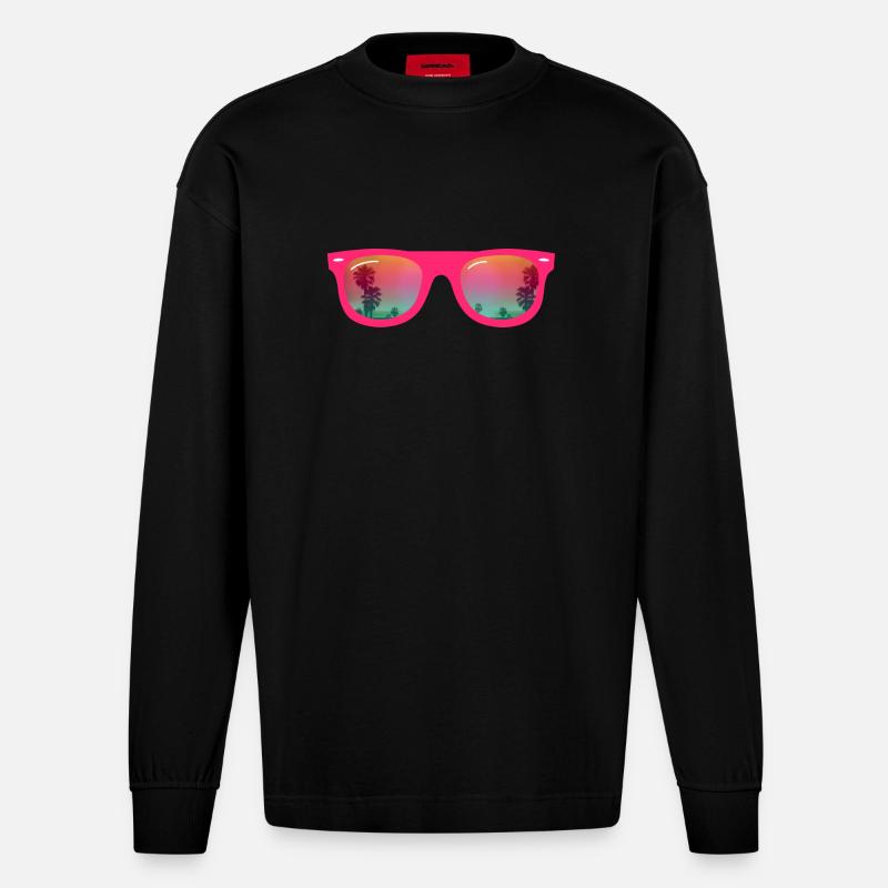 Sommer Sonnenbrille - Heavyweight Oversized Organic Langarmshirt Made in EU - SOLID BLACK