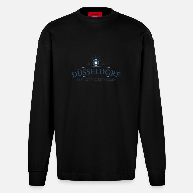 Düsseldorf - Heavyweight Oversized Organic Langarmshirt Made in EU - SOLID BLACK