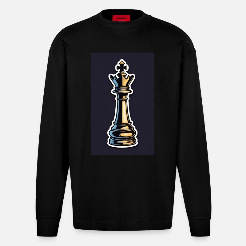 Échecs | Pièce d’échecs | Joueur d’échecs - Manches longues bio épais oversize fabriqué en UE - SOLID BLACK