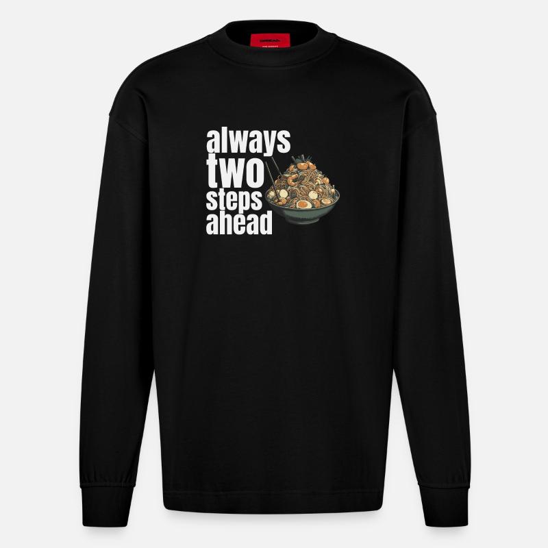 always two steps ahead - Heavyweight Oversized Organic Langarmshirt Made in EU - SOLID BLACK