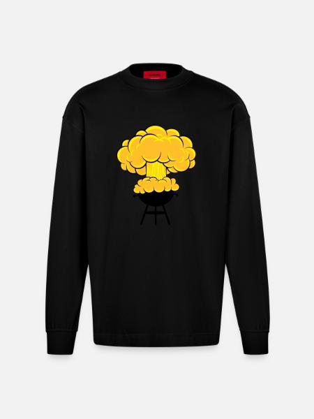 explosiver Grill - Heavyweight Oversized Organic Langarmshirt Made in EU - SOLID BLACK