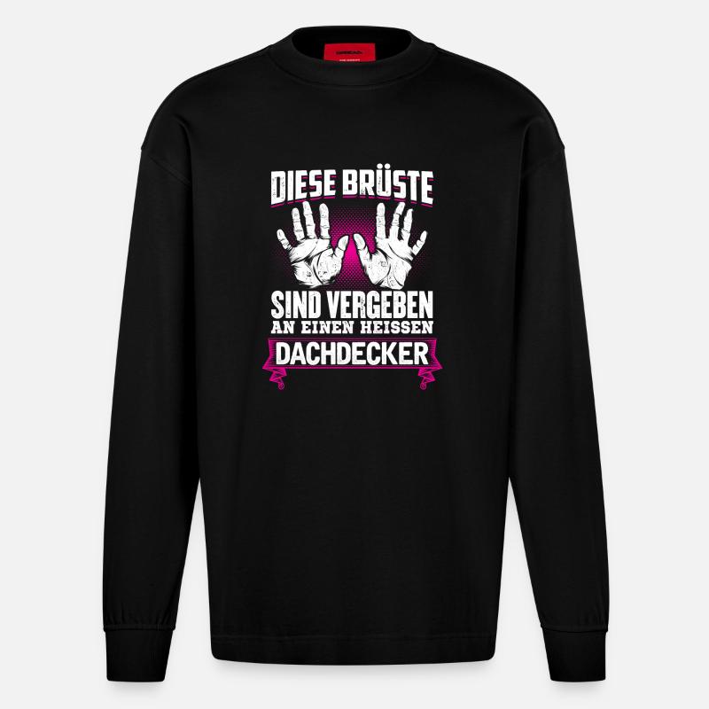 DACHDECKER - Brüste - Heavyweight Oversized Organic Langarmshirt Made in EU - SOLID BLACK