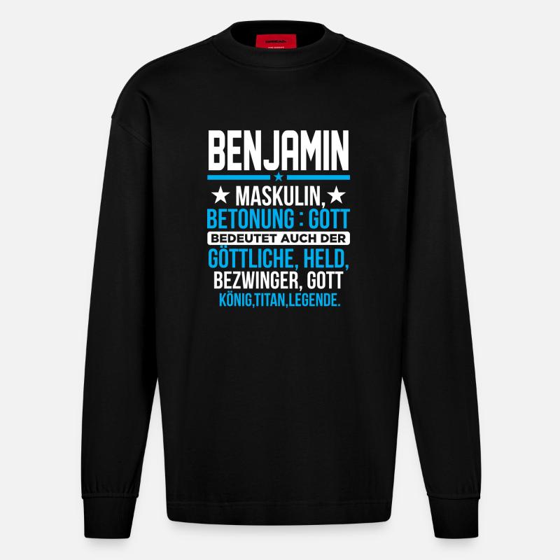 BENJAMIN - Titan - Heavyweight Oversized Organic Langarmshirt Made in EU - SOLID BLACK