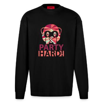 Party Hard - Heavyweight Oversized Organic Langarmshirt Made in EU - SOLID BLACK - Vorne