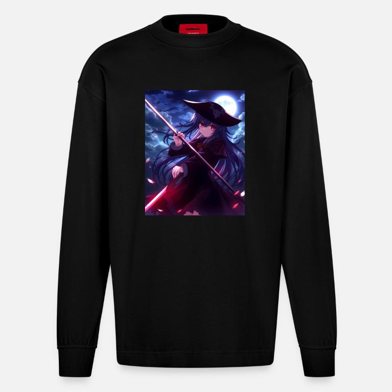 Conception de l’anime Scythe - Manches longues bio épais oversize fabriqué en UE - SOLID BLACK