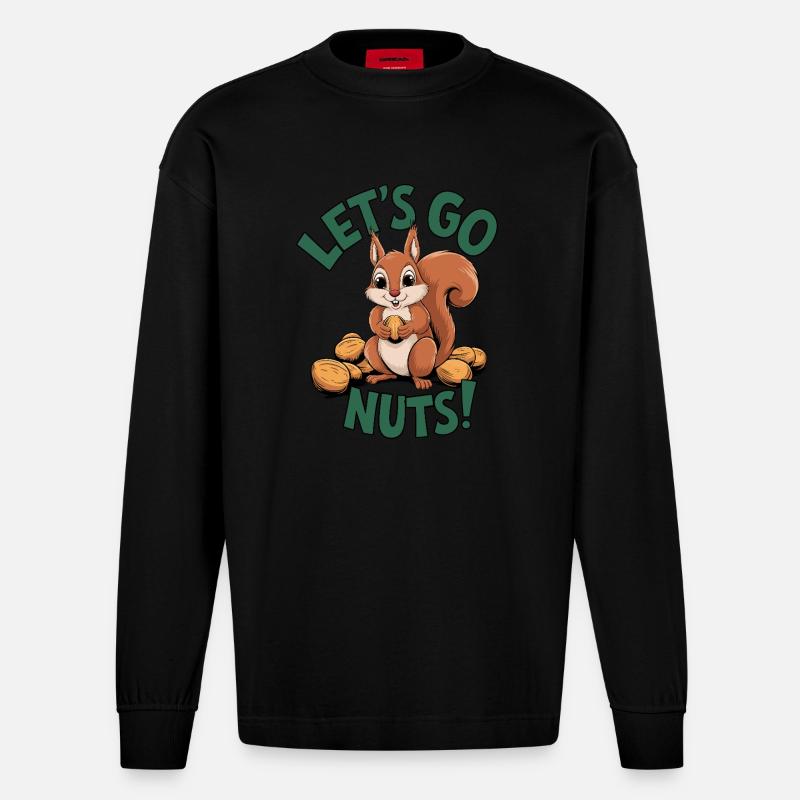 Let's Go Nuts! - Heavyweight Oversized Organic Langarmshirt Made in EU - SOLID BLACK