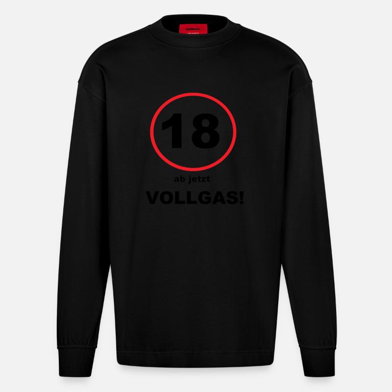 Spruch 18 - Heavyweight Oversized Organic Langarmshirt Made in EU - SOLID BLACK