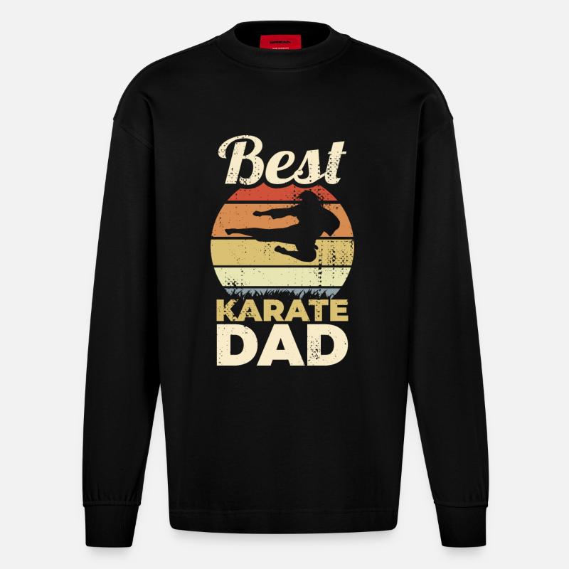 Bester Karate Papa - Heavyweight Oversized Organic Langarmshirt Made in EU - SOLID BLACK