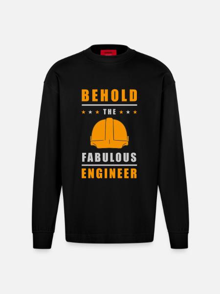 Fabulous Engineer Helmet - Heavyweight Oversized Organic Longsleeve Shirt Made in EU - SOLID BLACK