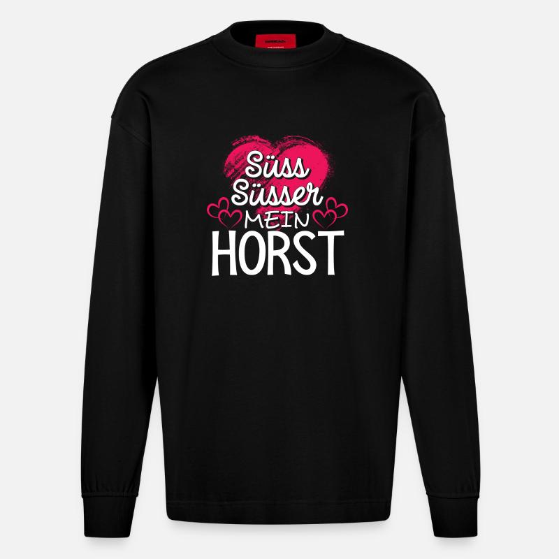 HORST - süss - Heavyweight Oversized Organic Langarmshirt Made in EU - SOLID BLACK