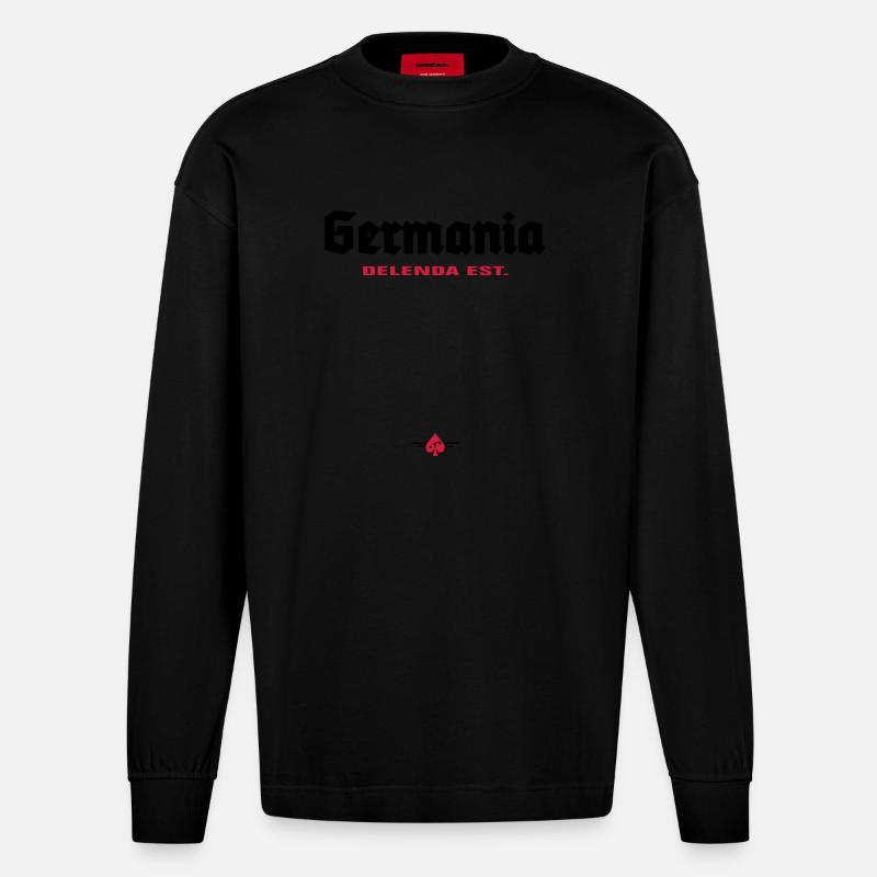 Germania delenda est - Heavyweight Oversized Organic Langarmshirt Made in EU - SOLID BLACK