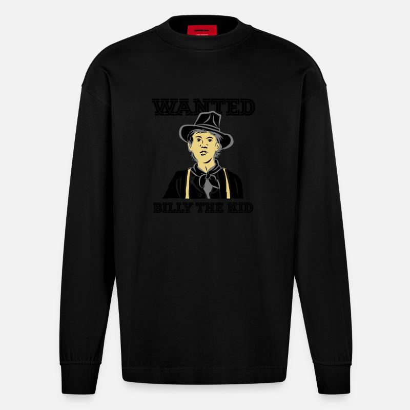 WANTED BILLY - Heavyweight Oversized Organic Langarmshirt Made in EU - SOLID BLACK