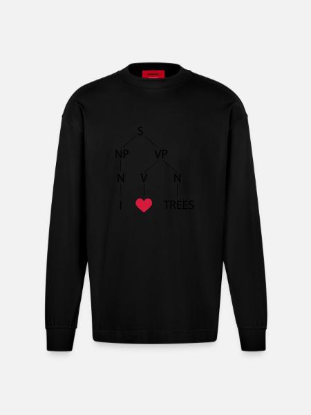 Syntaxbaum - Heavyweight Oversized Organic Langarmshirt Made in EU - SOLID BLACK