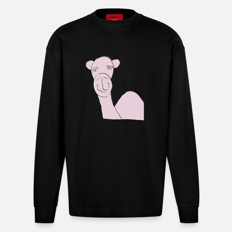kamel rosa - Heavyweight Oversized Organic Langarmshirt Made in EU - SOLID BLACK
