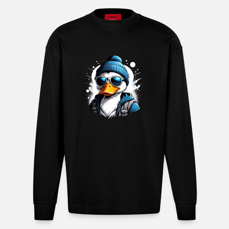 Canard Hispter - Manches longues bio épais oversize fabriqué en UE - SOLID BLACK